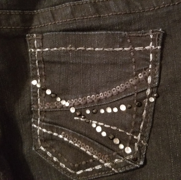 Maurices Black Skinny Jeggings With Sequin Pockets - Picture 6 of 7